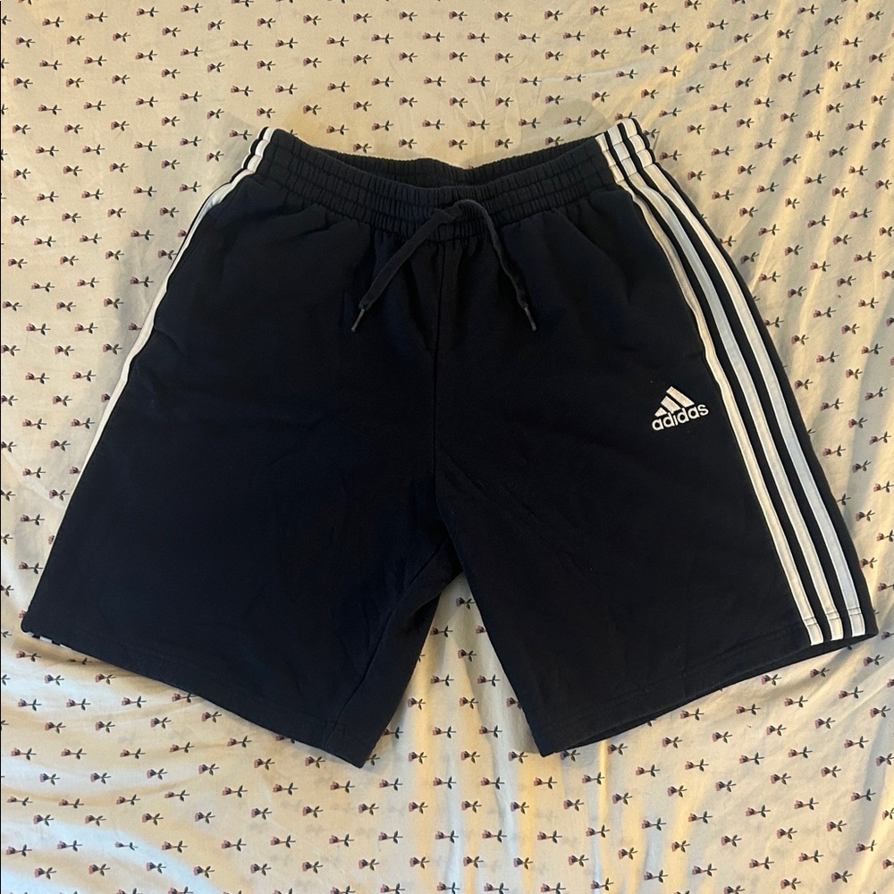 Men’s Navy Blue and White Adidas Athletic Shorts